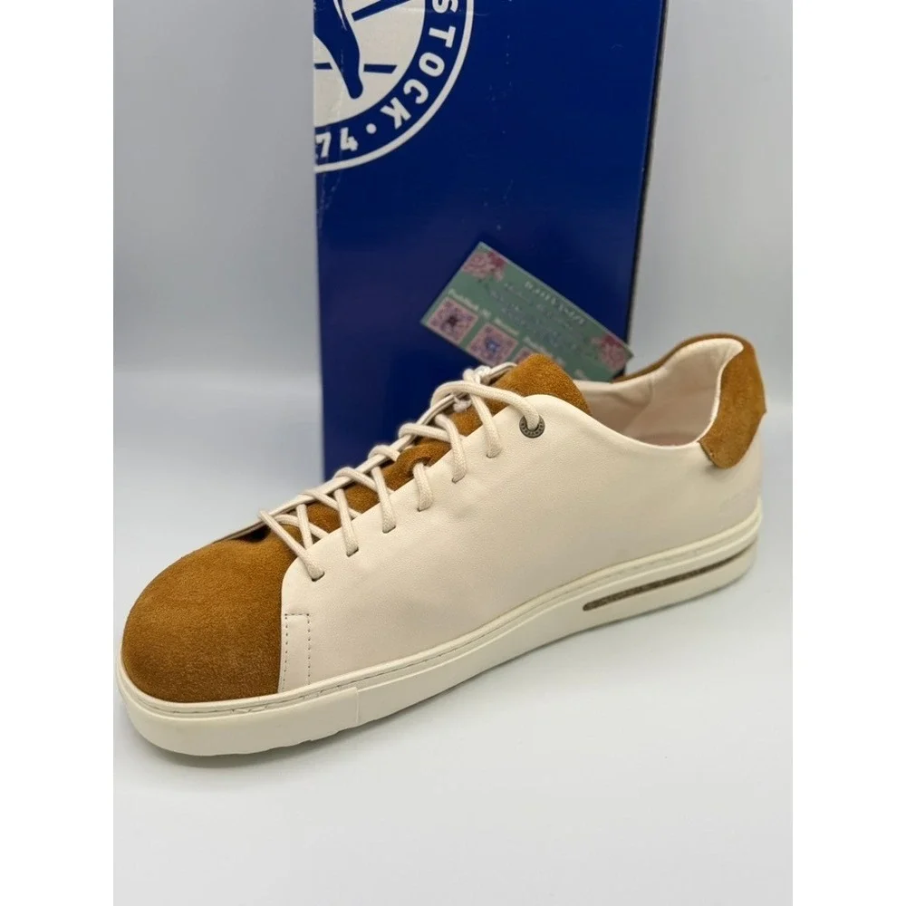 Birkenstock Bend Low Leather Suede Sneakers Eggshell Cognac Brown‎